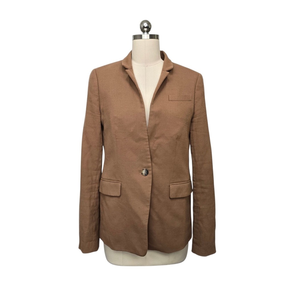 J.Crew Regent Blazer Camel Brown Wool Blend Stand Collar Jacket Women's 8T Tall